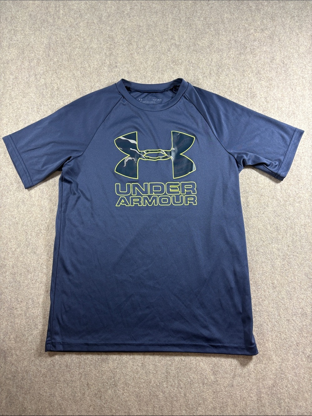 Under Armour Boys Navy Short-Sleeve Performance Dri-Fit Tee size YLG